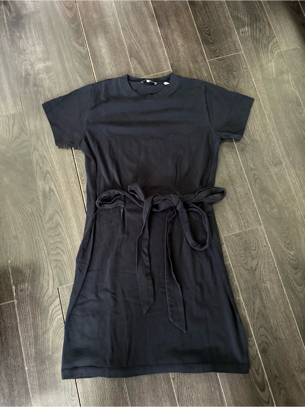 Vince Women's Black Tie-Waist T-Shirt Dress M